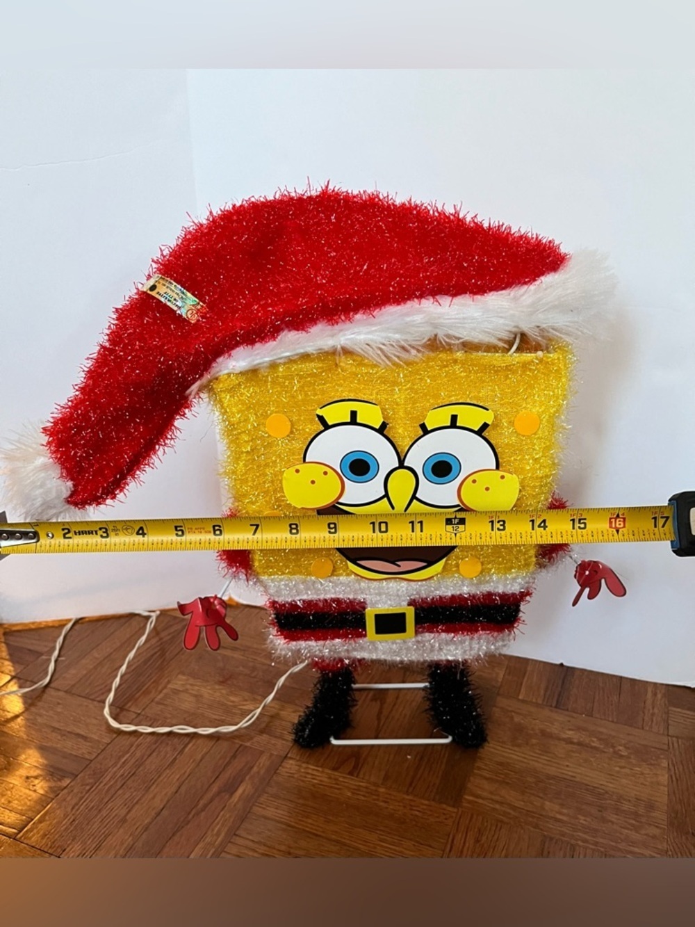 RARE Vintage 2012 SpongeBob Santa 3D Pre-Lit Tinsel Decor HTF - Picture 7 of 11